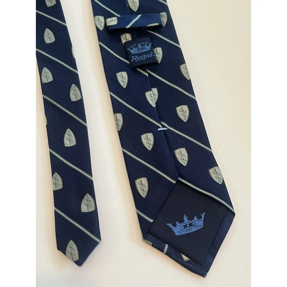 Rare Regal Rod of Asclepius Tie Navy Blue‎ Silver Silk Medical Doctor